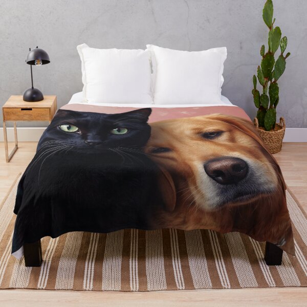 Item preview, Golden Retriever Energy x Black Cat Energy – Opposites Attract Romantic Pet Portrait Design designed and sold by ArtivaNest.
