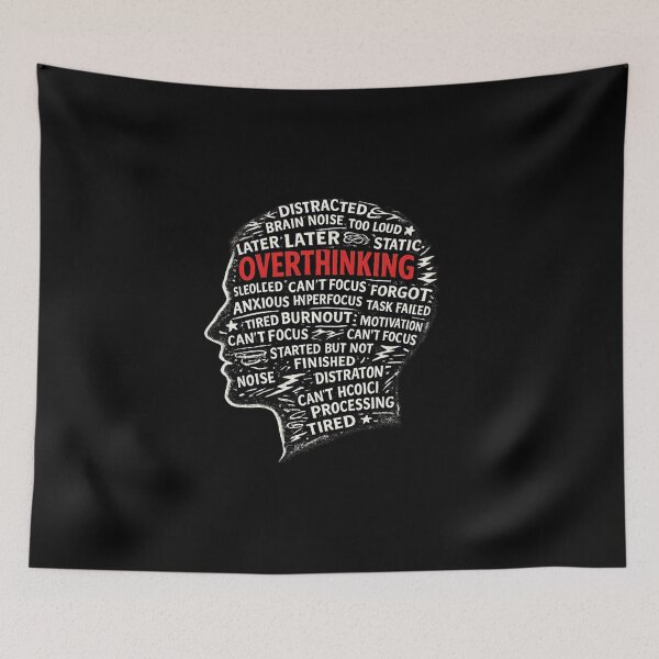 Item preview, Overthinking — ADHD Too Many Thoughts Design designed and sold by VibeOffline Studio.