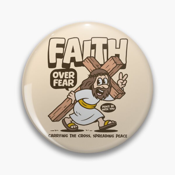 Item preview, Faith Over Fear – Carrying the Cross Spreading Peace Christian Cartoon Design designed and sold by adipra.