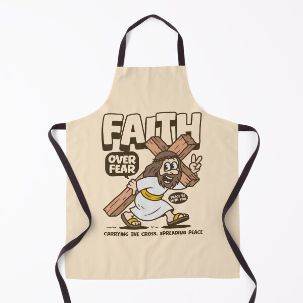 Item preview, Faith Over Fear – Carrying the Cross Spreading Peace Christian Cartoon Design designed and sold by adipra.