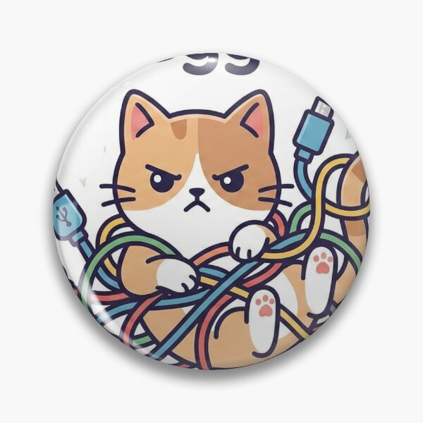 Item preview, "Debugging..." Cat - Tangled in Wires Sticker designed and sold by Zenith Design.