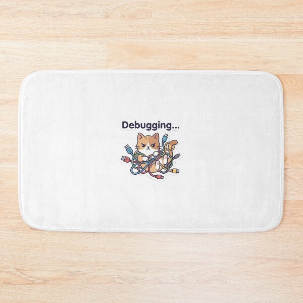 Item preview, "Debugging..." Cat - Tangled in Wires Sticker designed and sold by Zenith Design.