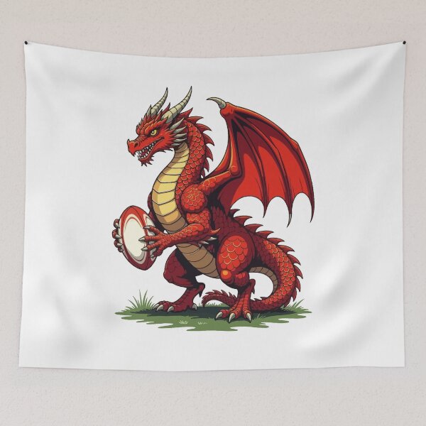 Item preview, A Proud Red Dragon Holding A Rugby Ball designed and sold by taiche.