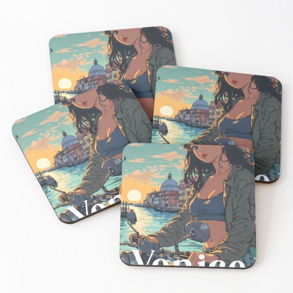 Item preview, Riding to Burano – Retro Anime Girl and Motorcycle in Venice designed and sold by JacksoonLester.