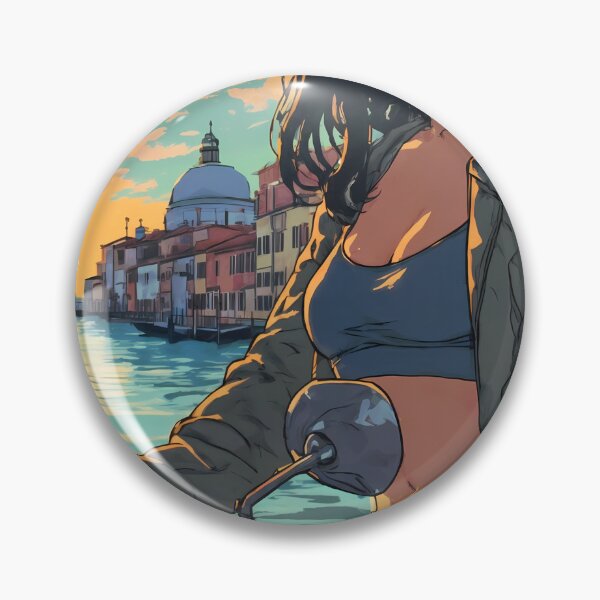 Item preview, Riding to Burano – Retro Anime Girl and Motorcycle in Venice designed and sold by JacksoonLester.