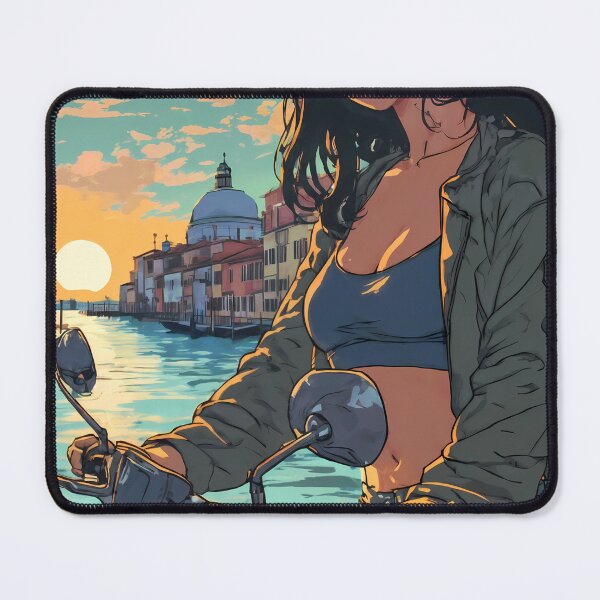 Item preview, Riding to Burano – Retro Anime Girl and Motorcycle in Venice designed and sold by JacksoonLester.