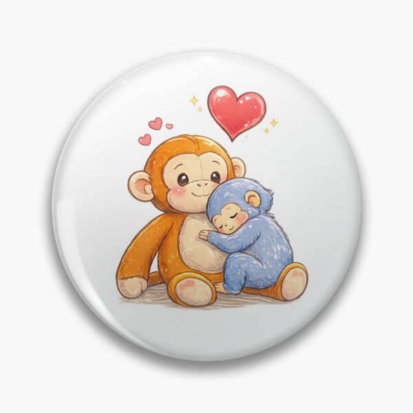 Item preview, Punch Kun Baby Monkey Hugging Plushie Toy Cute Illustration Kawaii designed and sold by Sketchbook Studio by Aqsaa.