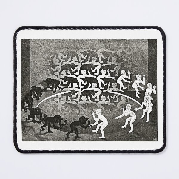 Item preview, M.C. Escher, Meeting, Encounter Surrealist Optical Illusion Decor designed and sold by Artistic Gift Print.