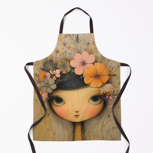 Artikelvorschau, Florales Mädchenportrait mit großen Augen im Vintage-Stil entworfen und verkauft von WhimsyArt ○ byGTL.