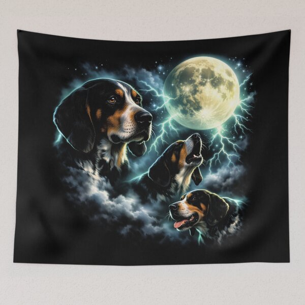 Item preview, Coonhound Howling Under the Moon Rustic Country Dog Gift designed and sold by Blok45.