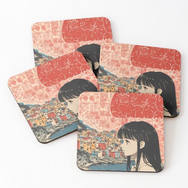 Item preview, Manarola Dream Trip – Japanese Retro Poster with Anime Girl designed and sold by JacksoonLester.