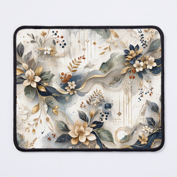 Item preview, Elegant Navy and Gold Floral Abstract Art - Modern Chinoiserie Botanical Pattern with Gold Leaf Accents, Sage Green Eucalyptus Leaves, and Luxury Marble Texture for Sophisticated Home Decor designed and sold by Vivaan Studio.