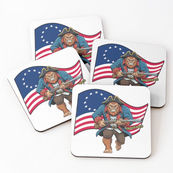 Item preview, Bigfoot charging with a musket in front of the Betsey Ross flag. designed and sold by AdirondacKuriosities.
