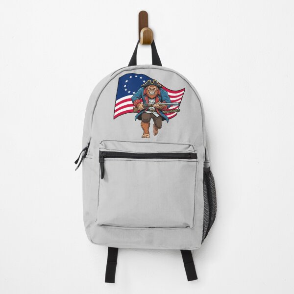 Item preview, Bigfoot charging with a musket in front of the Betsey Ross flag. designed and sold by AdirondacKuriosities.