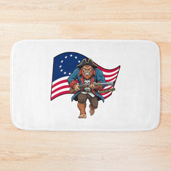 Item preview, Bigfoot charging with a musket in front of the Betsey Ross flag. designed and sold by AdirondacKuriosities.