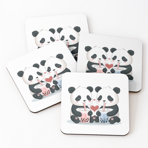 Item preview, Kawaii Panda Boba Tea Couple Cute Cartoon for Anniversary designed and sold by BigStar-Cart.