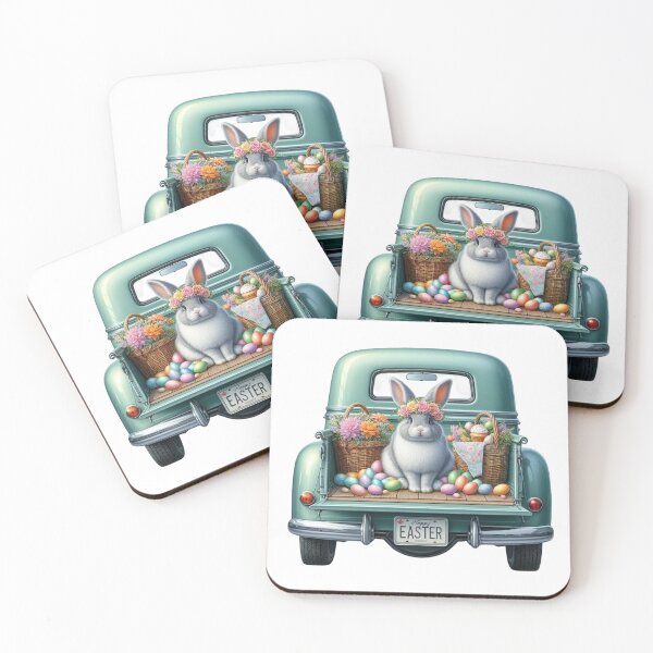 Item preview, Happy Easter Spring Truck Design, Easter Cute Bunny, Floral Truck Art, Vintage Spring Paster Truck designed and sold by gabrielakrall.