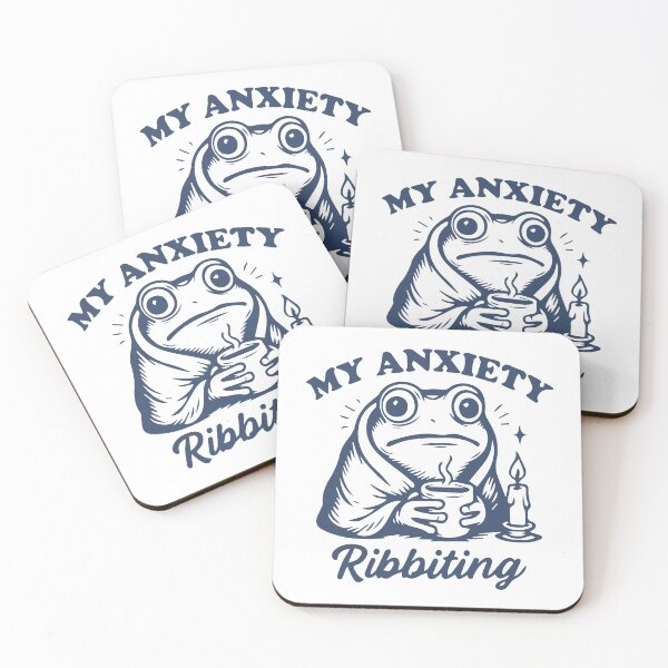 Item preview, My anxiety ribbiting frog with coffee designed and sold by BrownHorse90s.