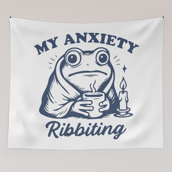 Item preview, My anxiety ribbiting frog with coffee designed and sold by BrownHorse90s.