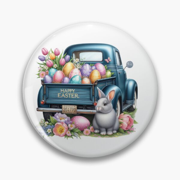 Item preview, Happy Easter Spring Truck Design, Easter Cute Bunny, Floral Truck Art, Vintage Spring Paster Truck designed and sold by gabrielakrall.