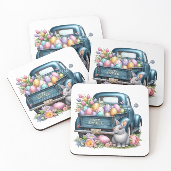 Item preview, Happy Easter Spring Truck Design, Easter Cute Bunny, Floral Truck Art, Vintage Spring Paster Truck designed and sold by gabrielakrall.