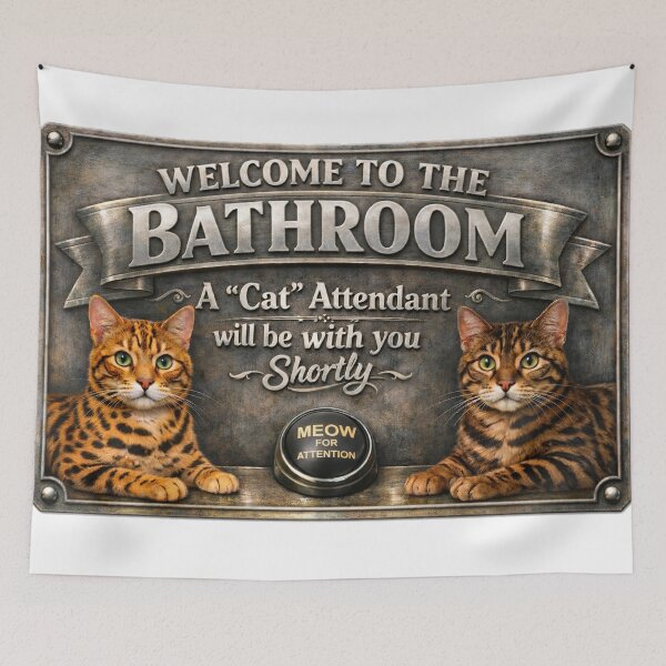 Item preview, Cattendants in the bathroom sign designed and sold by designbywhacky.