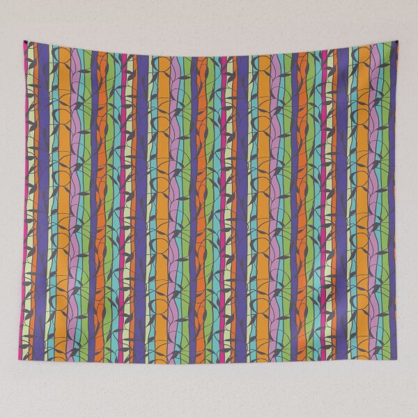Item preview, Retro Wavy Stripes and Vines  designed and sold by phatlizzardart.