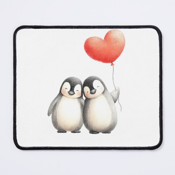 Item preview, Penguin Couple Love Heart Stippling Art for Romantic Occasions designed and sold by BigStar-Cart.