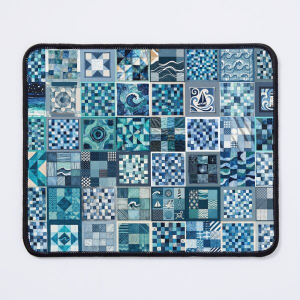 Item preview, Coastal Patchwork Quilted Look - Faux Patchwork Print Granny Squares 1/4 designed and sold by Beachy.