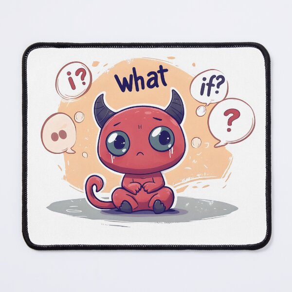 Item preview, Overthinking Demon – Cute Anxiety Monster Sticker | “What If?” Kawaii Pastel Goth Art designed and sold by SaagarArts.