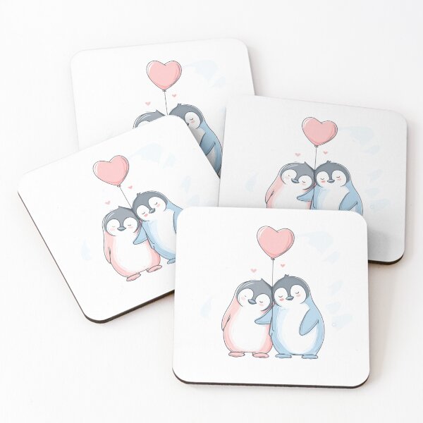 Item preview, Penguin Couple Love Kawaii Hand-Drawn Valentine Anniversary Art designed and sold by BigStar-Cart.