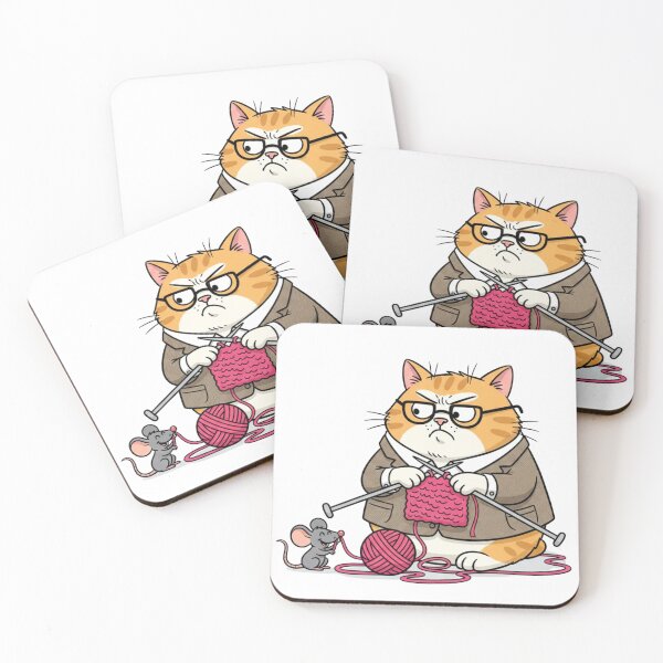 Item preview, Grumpy Cat Knitting Funny Cartoon designed and sold by PriyankaSonara.