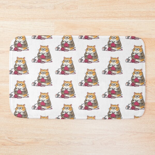 Item preview, Grumpy Cat Knitting Funny Cartoon designed and sold by PriyankaSonara.