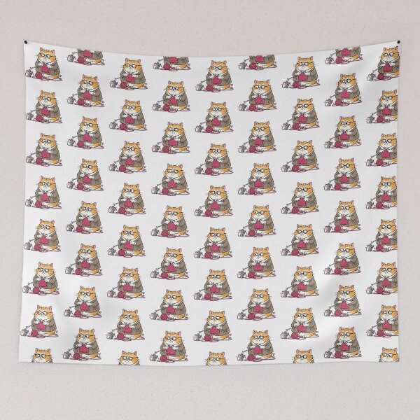 Item preview, Grumpy Cat Knitting Funny Cartoon designed and sold by PriyankaSonara.