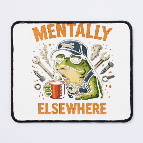Item preview, Mentally Elsewhere Mechanic Frog T-Shirt – Funny Garage Humor designed and sold by CozyPrintsLab.