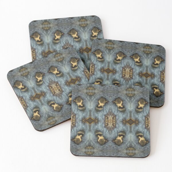 Item preview, Blue Gold Geode Kaleidoscope Pattern – Abstract Ore Symmetry Art designed and sold by Xieurabbit.