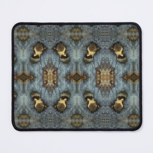 Item preview, Blue Gold Geode Kaleidoscope Pattern – Abstract Ore Symmetry Art designed and sold by Xieurabbit.