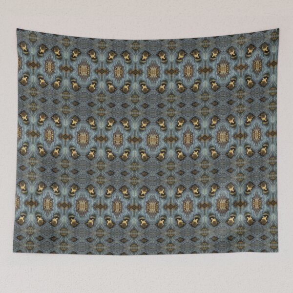 Item preview, Blue Gold Geode Kaleidoscope Pattern – Abstract Ore Symmetry Art designed and sold by Xieurabbit.
