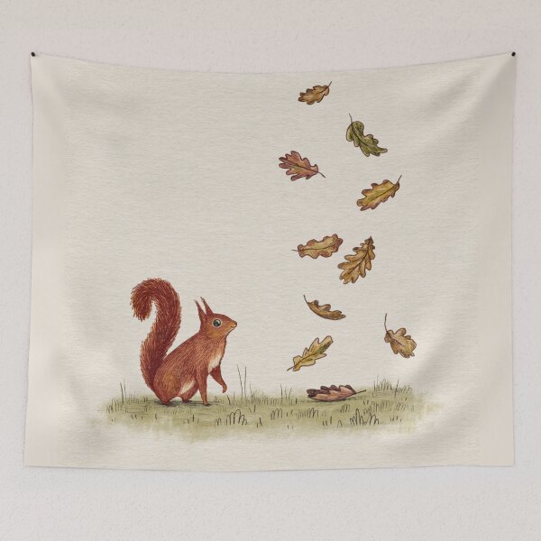 Item preview, Red Squirrel Falling Leaves designed and sold by SophieCorrigan.