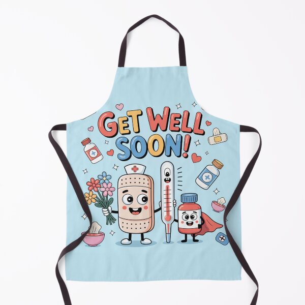 Item preview, Cute Medical Heroes Get Well Soon - Bandage Nurse, Thermometer & Super Pill Cartoon designed and sold by Midnight Veil Designs.