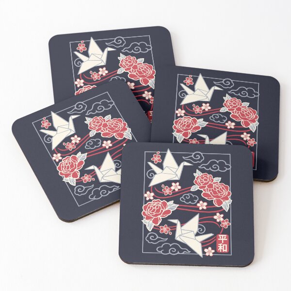 Item preview, Geometric Origami Peace Cranes - Heiwa Kanji with Roses and Sakura designed and sold by NemiMakeit.