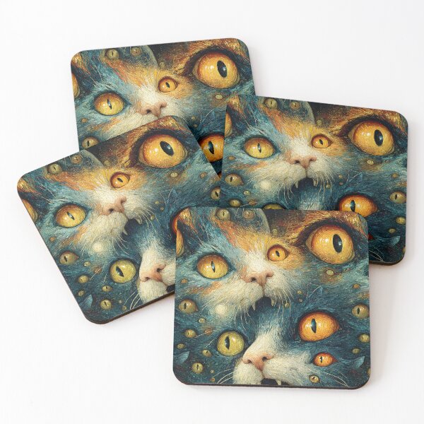Item preview, Creepy Multi-Eyed Cat Monsters Fantastic Vintage Pattern designed and sold by SecretDicer.