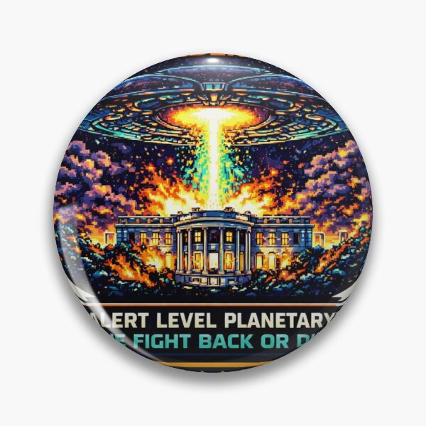 Item preview, Independence Day - Pixel Invasions Badge designed and sold by Xeiboo.