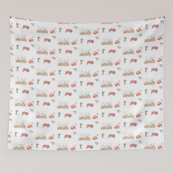 Item preview, Set of farm-themed stickers featuring a cow, tractor, and silos. designed and sold by rizdrawings.