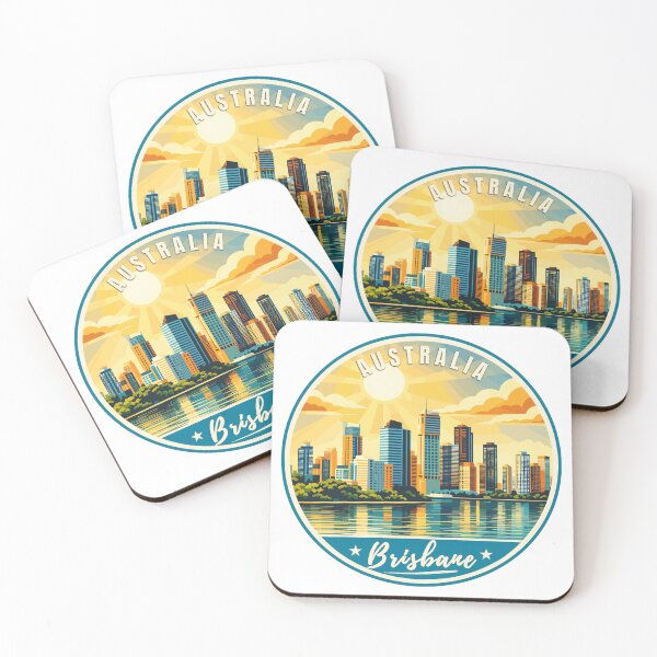 Item preview, Brisbane in Queensland, Australia, Retro Travel Art Circle Emblem designed and sold by MaateoDesign.