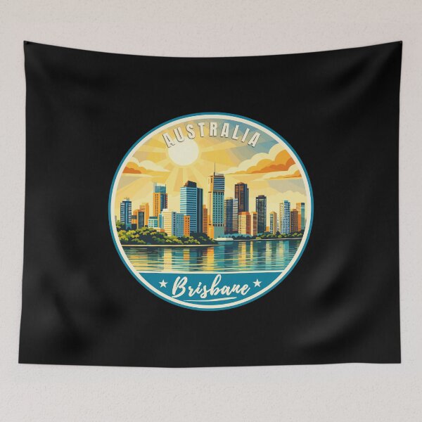 Item preview, Brisbane in Queensland, Australia, Retro Travel Art Circle Emblem designed and sold by MaateoDesign.