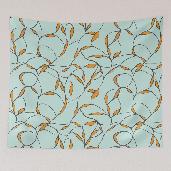 Item preview, Organic Vines Hand-Drawn Orange leaves designed and sold by phatlizzardart.