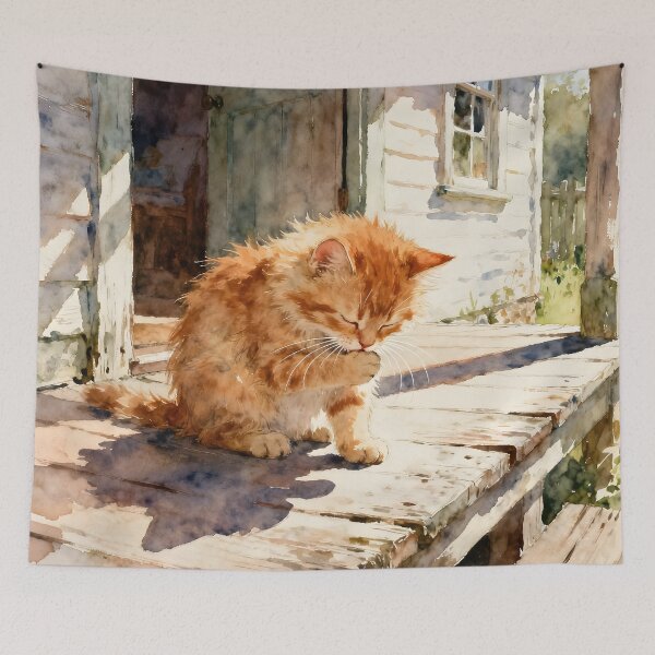 Item preview, Kitten washes himself designed and sold by PrintLabStudio.
