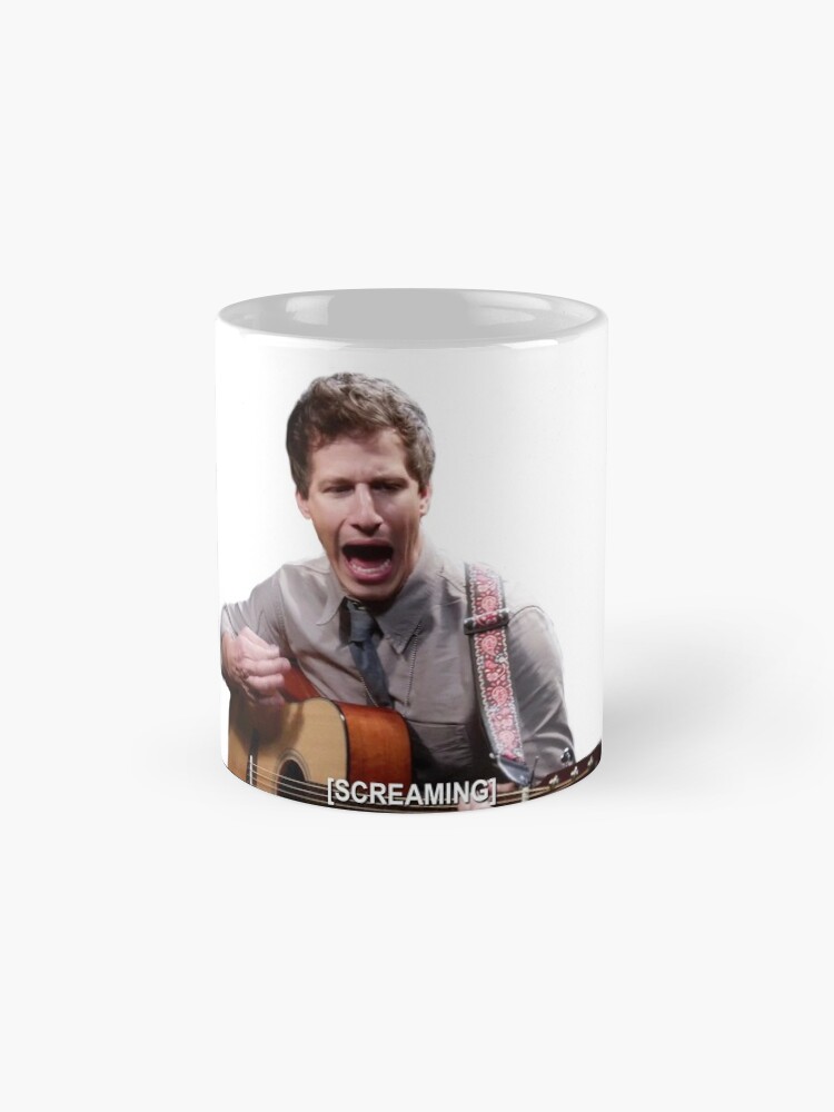 Thumbnail 4 of 6, Coffee Mug, Jake Peralta screaming with guitar designed and sold by ellalucy.