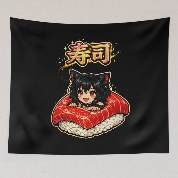 Item preview, Chica gato Anime Sushi designed and sold by GothCatHedral.